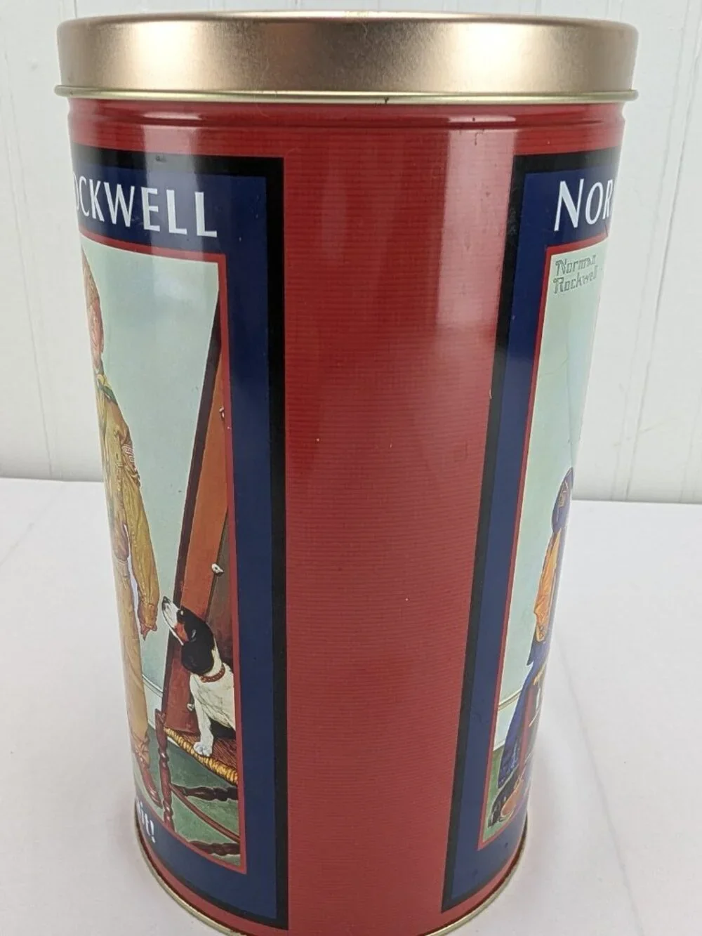 Norman Rockwell Can't Wait Metal Popcorn Tin Canister 10
